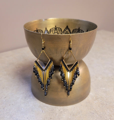 Black Fabulous Fringe Earrings