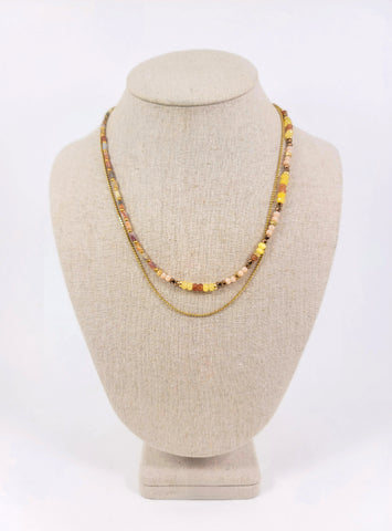 Tan Bejeweled Necklace