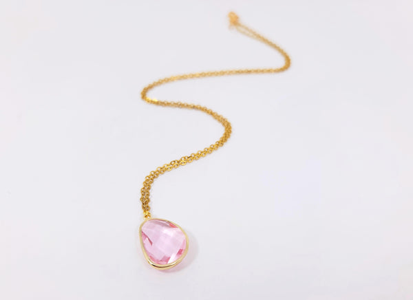 Pink Faceted Drop Necklace