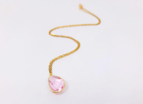 Pink Faceted Drop Necklace