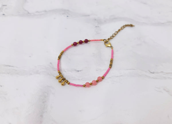 Pink & Gold Droplet Bracelet