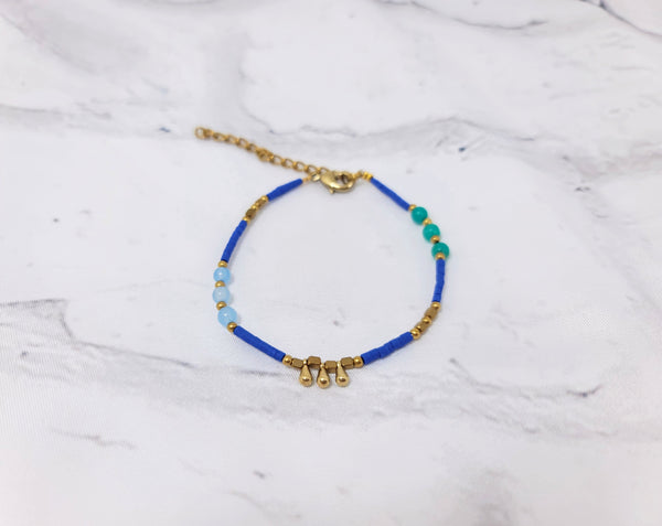 Blue & Gold Droplet Bracelet