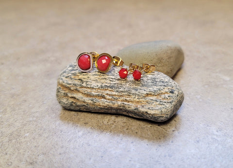 Red Set in Stone Earrings