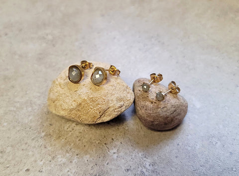 Grey Set in Stone Earrings