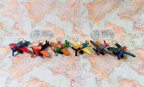 Leather Airplane Keychain