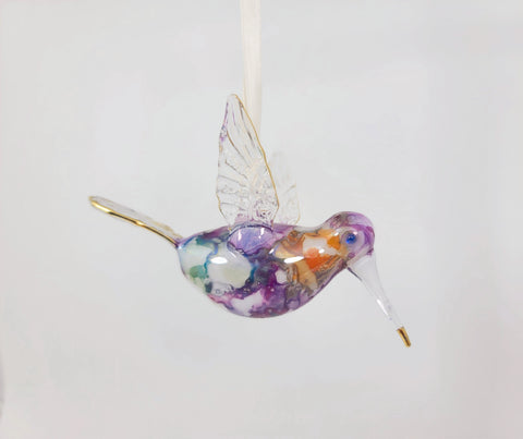 Sm Ceramic Hummingbird Purple