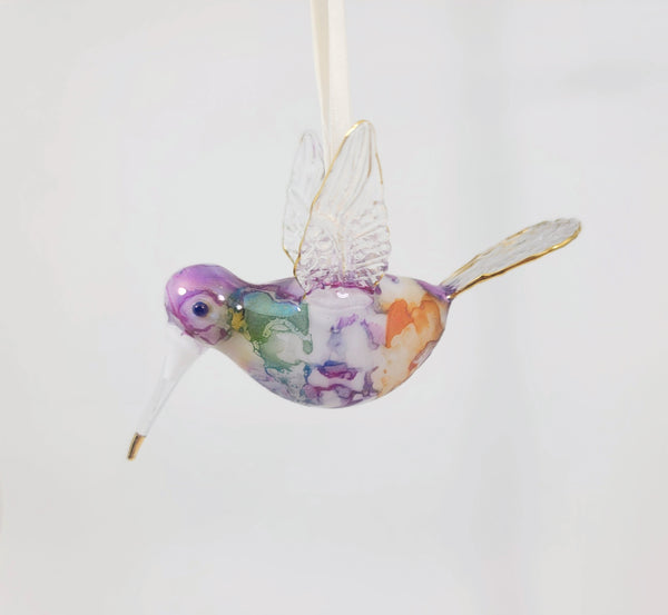 Sm Ceramic Hummingbird Purple