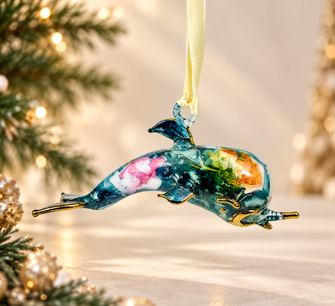 Blue Ceramic Dolphin Ornament