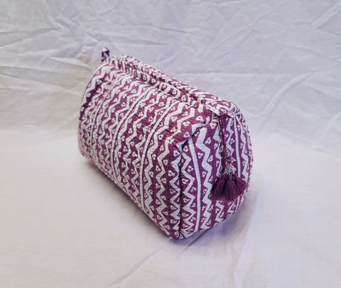 Large Kantha Toiletry Bag Plum