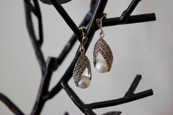 Marcasite & Pearl Earrings