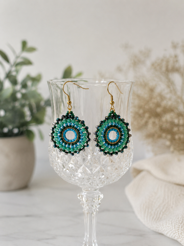 Teal Ferris Wheel Earrings