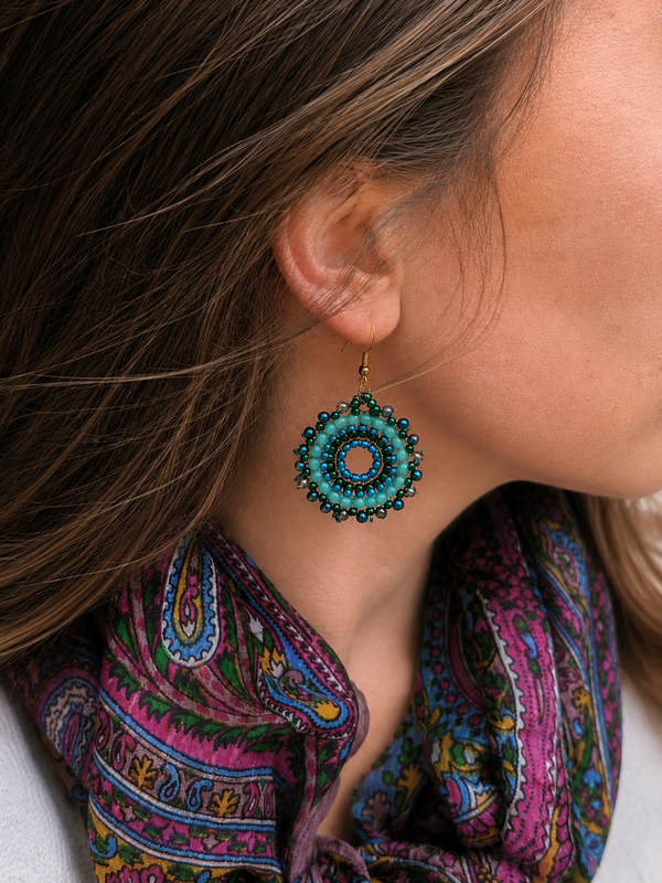 Teal Ferris Wheel Earrings