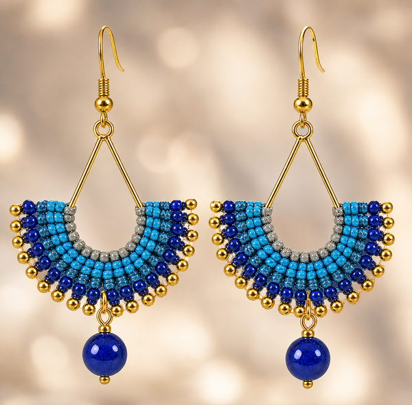 Blue Fan Earrings