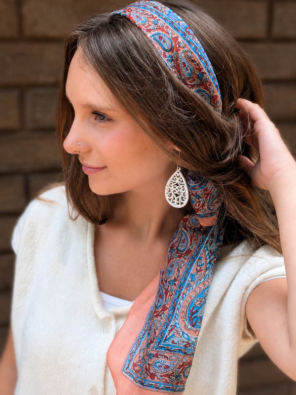 White Wood Teardrop Earrings