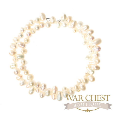 White Pearl Memory Wire Bracelet