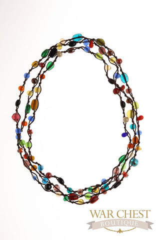 Multi-colored Glass Bead Long Necklace