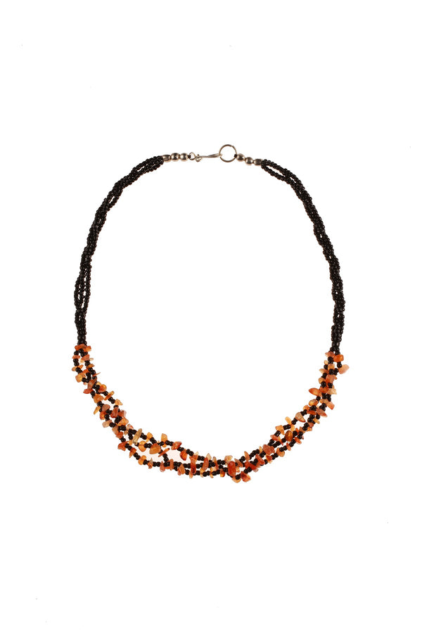 3 Strand Chip Necklace Orange