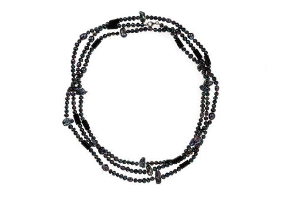 Black Pearl & Agate Necklace
