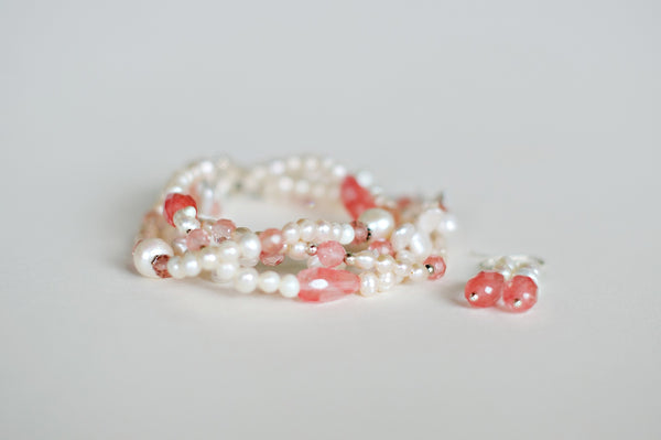 White Pearl & Kunzite Bracelet
