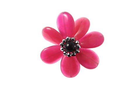 Flower Brooch Pink & Black