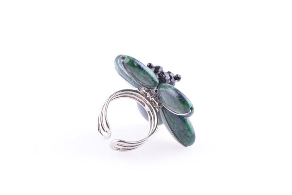 Azurite Malachite Flower Ring