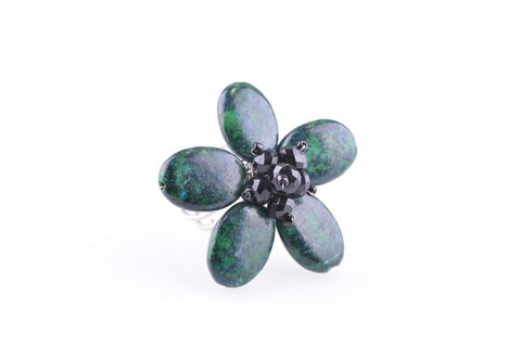 Azurite Malachite Flower Ring