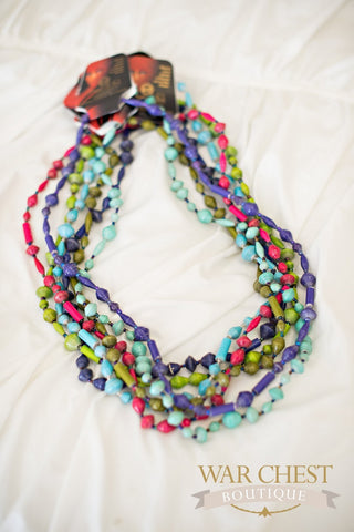 Long Paper Necklace: Colors & Styles Vary