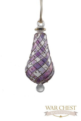 Beribboned Pear Glass Ornament Purple - Ornaments - WAR Chest Boutique