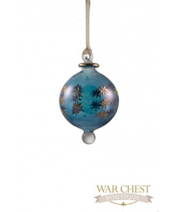 Star Ball Glass Ornament Blue - Ornaments - WAR Chest Boutique