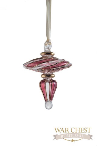 Gold Swirl Finial Glass Ornament Red - Ornaments - WAR Chest Boutique
