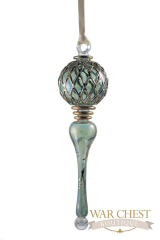 Gold Design Icicle Glass Ornament Green - Ornaments - WAR Chest Boutique