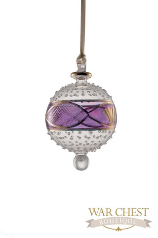 Center Band Ball Glass Ornament Purple - Ornaments - WAR Chest Boutique