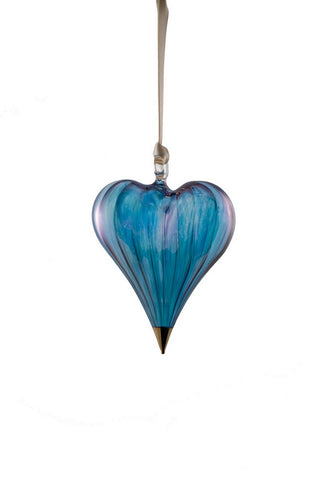 Glass Heart Ornament Blue - Ornaments - WAR Chest Boutique
