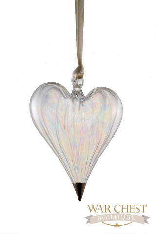 Glass Heart Glass Ornament Clear - Ornaments - WAR Chest Boutique