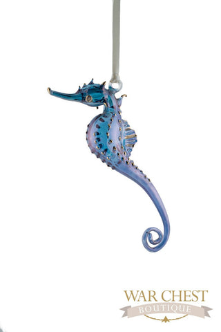 Glass Seahorse Ornament Blue - Ornaments - WAR Chest Boutique