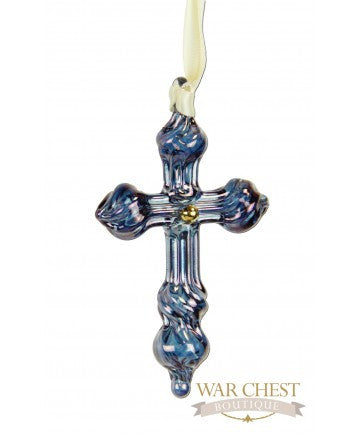 Small Glass Cross Blue - Ornaments - WAR Chest Boutique