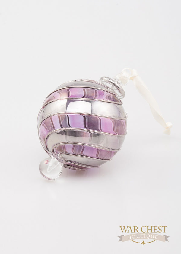 Beribboned Purple & Silver Ornament - Ornaments - WAR Chest Boutique