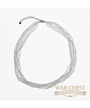 White Seed Bead Glam Necklace