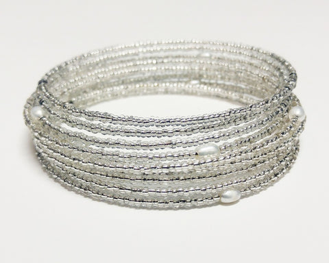 White Seed Bead Glam Bracelet