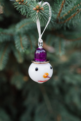 Snowman Purple Hat Ornament - Ornaments - WAR Chest Boutique