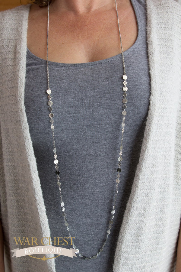 Long Silver Circle Necklace for Women - Jewelry - WAR Chest Boutique