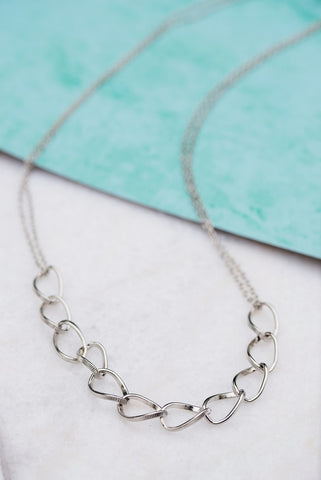 Silver Link Long Necklace