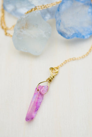 Short Pink Crystal Necklace