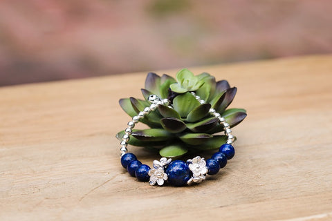 Lapis & Flower Bracelet