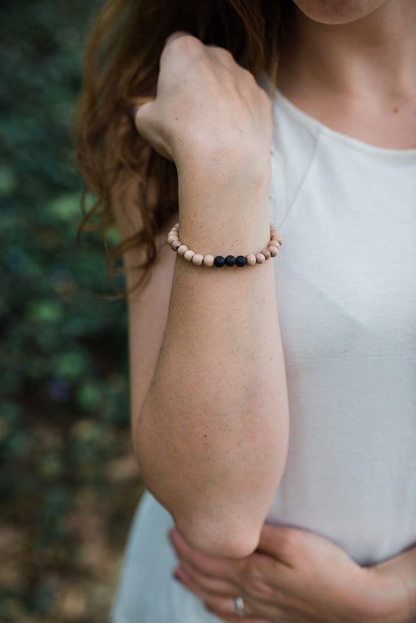 Lava Stone & Wood Bracelet