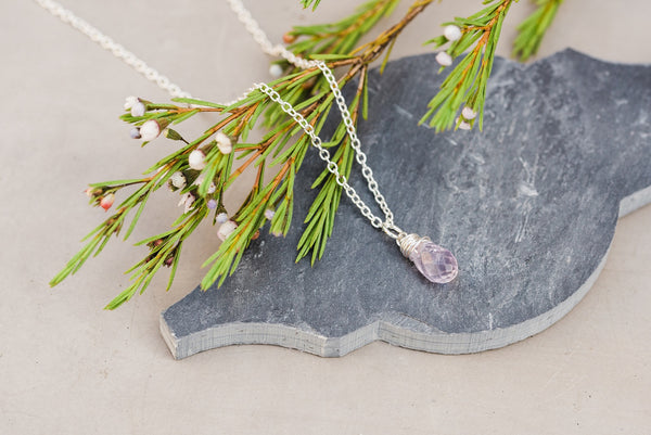 Wrapped Amethyst Crystal Necklace for Women - Jewelry - WAR Chest Boutique