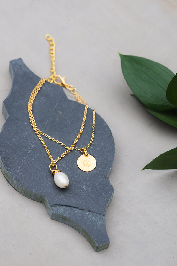 Pearl and WAR Charm Gold Bracelet for Women - Jewelry - WAR Chest Boutique