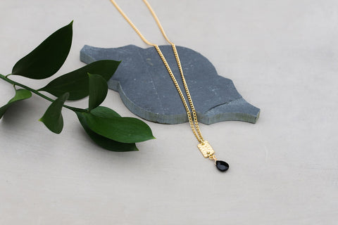 Gold Bar & Onyx Necklace