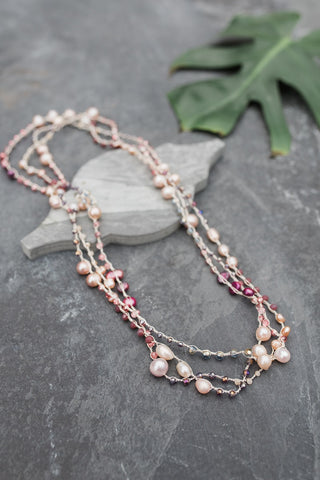 Purple Bead Long Necklace