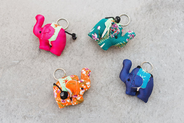 Fabric Elephant Keychain